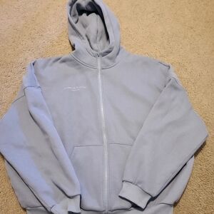 Women's XL, Comfrt Light Gray/blue Zip-Up Hoodie